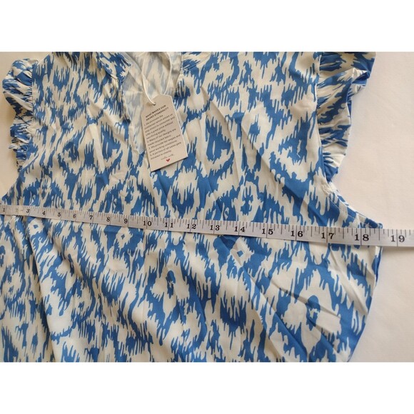 NWT Made With Love Shift Dress Blue White Small Ikat All Over Print Lightweight - Picture 8 of 8